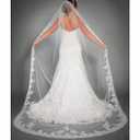 Ursumy Gorgeous Wedding Lace Veil Floral Long Cathedral Veils for Brides Soft Tulle Bridal Veils with Comb 118" (Ivory)