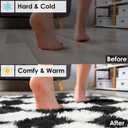 KICMOR Fluffy Soft Runner Rug for Bedroom Living Room, 2x6 Black and White Checkered Rugs Fuzzy Plush Shaggy Bedside Carpet, Non Slip Long Rug for Kids Girls Boys Room Nursery Home Decor Aesthetic