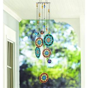 YUFENG Wind Chimes Outdoor Decor, Metal Memorial Windchimes Hanging Decoration for Garden Home Yard and Christmas Tree, 23.5'' Metal Flower Ornament Christmas Decor