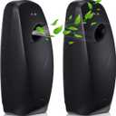 Maxcheck Automatic Air Freshener Spray Dispenser 2 Pack Wall Mounted Free Standing Restroom Air Freshener Battery Operated Automatic Sprayer Dispenser for Home Bathroom Commercial Time Scent(Black)