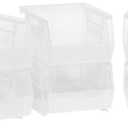 Akro-Mils 30210 AkroBins Plastic Storage Bins, Space-Saving Stackable Bins for Garage, Pantry, Craft Organization, 5" x 4" x 3", Clear, 6-Pack