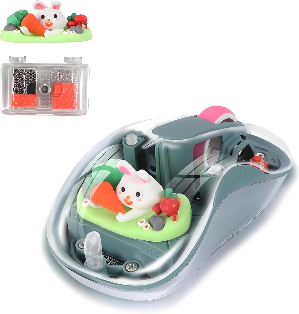 Elec Space Cute Wireless USB C Mouse - Bluetooth Triple Mode Rechargeable Cartoon Mouse for Laptops, iPads & MacBook Air/Pro - Silent Operation, Portable Design, Unique Magnetic Character (Green)
