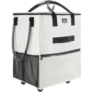 Reusable Grocery Bag with Wheels, Foldable Shopping Rolling Tote Bag, Shopping Trolley Cart with Zippered Top, Heavy Duty Handles, Lightweight, Carries Up to 46 LBS, Medium, Beige Reusable Grocery Bag with Wheels, Foldable Shopping Rolling Tote Bag, Shopping Trolley Cart with Zippered Top, Heavy Duty Handles, Lightweight, Carries Up to 46 LBS, Medium, Beige