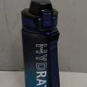 Water Bottle with Straw, 32oz Motivational Water Bottles with Time Marker to Drink, Tritan BPA Free, 1L Sports Water Bottle with Carry Strap LeakProof for Women Gym Fitness Outdoor (1 Pack) (Dark Blue)