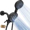 FASDUNT Dual Handheld Shower Head Combo, Enjoy 6-Setting Rain Showerhead and 6-Setting Hand Held Shower Separately or Together, 2 in 1 Showerhead with 80" Extra Long Stainless Steel Hose, Black