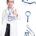 Lab Coat for Kids - White Doctor Coat with Stethoscope Toys Kids Vet Coat, Doctor Dress Up Costume for Toddler Boys Girl (4pcs Set Lab Coat, Kids-XL (Height: 55-59Inch)) 10-11Y
