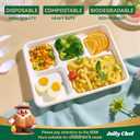 JOLLY CHEF Compostable Compartment Paper Plates * [ ] Heavy Duty White Divided Disposable Plate Eco-Friendly Biodegradable Food Trays for Party Lunch Dinner Christmas, 11*8in-500pack