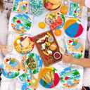 Beach Party Supplies Serve 24, Summer Beach Party Decorations Include Hello Summer Party Plates, Napkins,Cups,Tablecloth,Banner,Balloons and Cake Toppers for Hawaiian Pool Birthday Baby Shower Decor