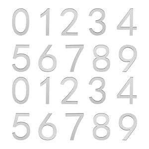Uxcell 20Pcs Self Adhesive Mailbox Numbers, 4" Acrylic Door Address Sign Stickers, Raised 3D Effect, for Residence, Apartment, Office Room, Mailbox (Number 0-9, Silver)