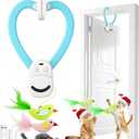 Interactive Cat Toys for Indoor Cats: Automatic Flying Bird Feather Wand Chase Exercise Enrichment Stimulation, USB Rechargeable Durable Safe Hanging Toy for Bored Kittens Adult Multi Cat Households (Blue)