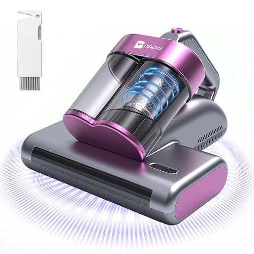 Beroya Mattress Vacuum Cleaner UVC 253.7nm Light with 16Kpa Strong Suction, 145°F Heat, Ultrasonic, HEPA Filter, Versatile Bed, Pillow and Couch Vacuum Cleaner (16.4ft Corded, 500W)