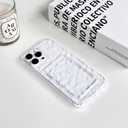 NITITOP Compatible with iPhone 14 Pro Max Case Clear with Card Holder Cute Floral Flower Leave Pattern for Women Girl Soft TPU Shock-Absorbing Wallet Case Protective Phone Cover - White2