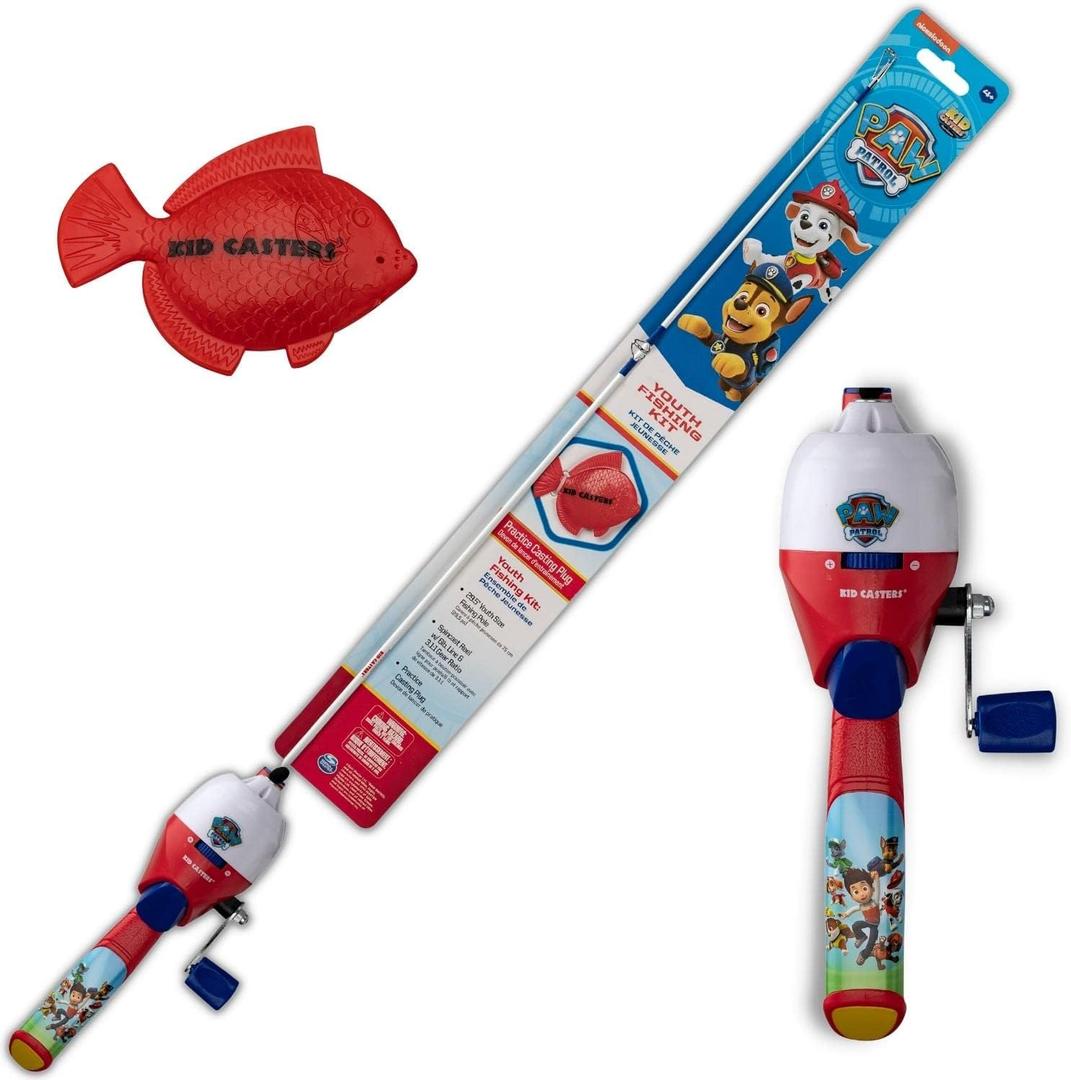 Kid Casters: Youth 29.5" Fishing Poles | Small & Easy to Use | Spincast Reel w/ 3:1:1 Gear Ratio | (Pre-spooled w/ 6-Pound line, Incl. Casting Plug)