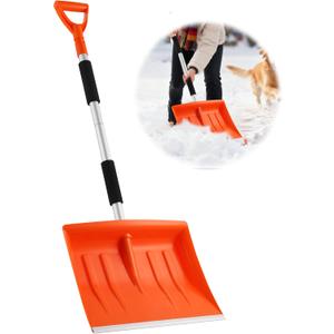 Snow Shovel for Driveway, 43" to 50" Retractable and Detachable Lightweight Plastic Snow Shovel with Sharp Blade and Non-Slip Foam Handle.Suitable for Women, Seniors