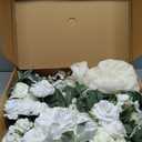 Ling's Moment Artificial Wedding Arch Flowers Kit Pack of 4, 2pcs Hanging Silk Flowers Arrangement 2pcs Chiffon Drapes Ceremony Spring Fake Rose Arbor Backdrop White Sage Floral Party Outdoor Decor