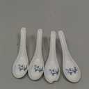 Happy Sales Melamine Soba, Rice Spoons, Asian Chinese Won Ton Soup Spoon, 6 Pack Blue Bamboo Design