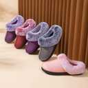 HomeTop Women's Classic Microsuede Memory Foam Slippers Durable Rubber Sole with Warm Faux Fur Collar (9-10 M, Black)