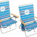 Tommy Bahama 4-Position Extended seat Height Easy in-Easy Out Folding Backpack Beach Chair