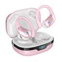 HAOYUYAN Wireless Earbuds, Sports Bluetooth Headphones, 80Hrs Playtime Ear Buds with LED Power Display, Noise Canceling Headset, IPX7 Waterproof Earphones for Workout/Running (Pink)