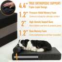 Orthopedic Dog Bed with 3 Interchangeable Covers (Leather, Plush, Plaid) 4.4" Thick Waterproof Memory Foam Pet Mattress for Medium to Large Dogs up to 70lbs 4-Season Washable Bundle