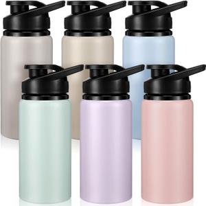 Domensi 6 Pack Aluminum Water Bottle Bulk Reusable Water Bottle, Lightweight Easy Carry Leakproof with Snap Lid Travel Bottles, for Gym Outdoor Sports Cycling Camping Fishing (17oz, Morandi Colors)