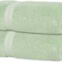 Quick-Dry, Soft & High Absorbent Jumbo Bath Sheet 35"x70" Cotton Turkish Bath Towel Set of 2 | Daily Use 100% Cotton for Bathroom, Gym & More | Bathroom Towels Set (2 Pcs, Green)