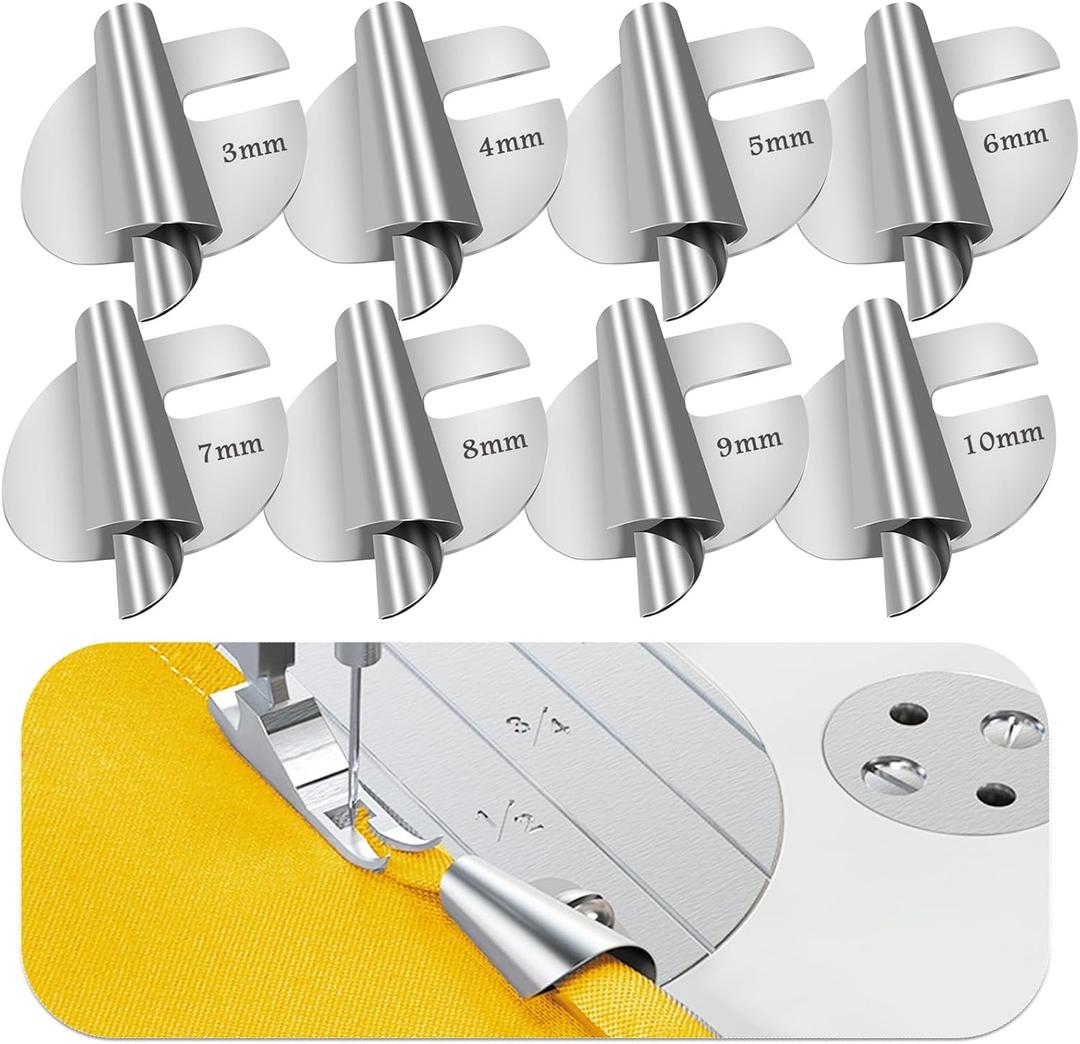 TIGARI Sewing Rolled Hemmer Foot, 8 Sizes Rolled Hem Presser Foot, Wide Rolled Hem Pressure Foot Sewing Machine Feet Hemming Machine Hand Sewing Machine Sewing Accessories, Rolled Hem 8pc