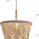 Q&S Boho Wood Beaded Chandelier,Farmhouse Coastal Large Bohemia 5 Lights for Dining Room Kitchen Living Room Entryway Foyer Hotel W19.9 UL Listed, 5 Lights 20IN