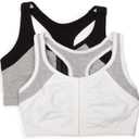 Fruit of the Loom Women's Front Close Builtup Sports Bra (40, White With Grey/Black With Grey)