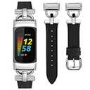 Wearlizer Leather Band Compatible with Fitbit Charge 6 Bands/Charge 5 Bands for Women, Dressy Slim Leather Strap Replacement Wristband with D-Shape Metal Buckle for Fitbit Charge 5/Charge 6 Band