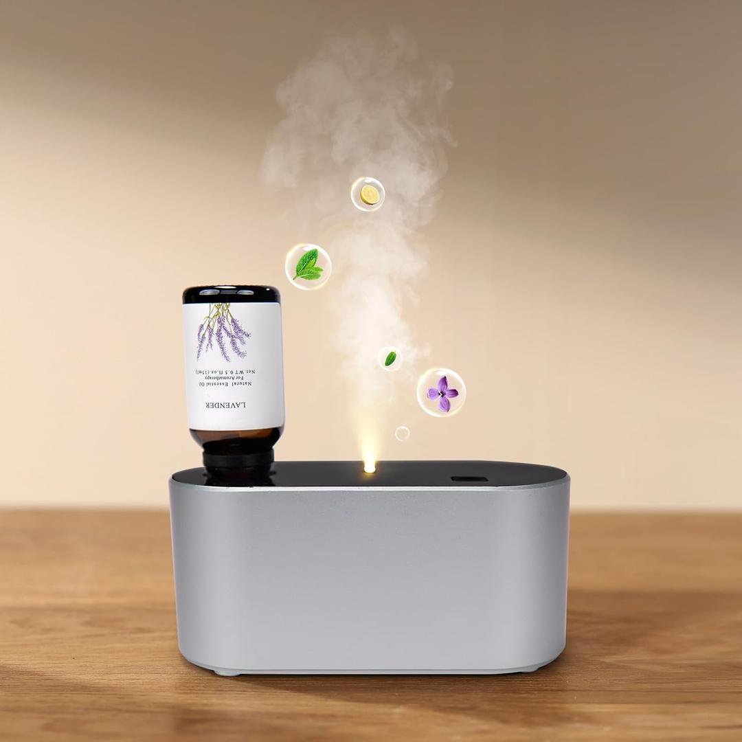 Waterless Diffuser for Home Essential Oil Diffuser, Aromatherapy Diffuser, Portable Scent Diffusers, 3 Mist Modes, Cycle Start for Bedroom, Office Studio 350-700 sq. ft Silver