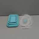 Collapsible Silicone Food Storage Containers with Lids, Collapsible Food Storage Containers, Camping Dishes,4 Pack Foldable Lunch Box for Leftovers, Meals, Snacks, Blue Gray Trim