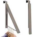 HOLDN STORAGE Over The Door Hanger - Closet Hanger Retractable Collapsible Folding Hanging Rack Organizer for Clothes & Towels Ideal for Bathrooms, Dorm Rooms Etc. - Satin Nickel (Includes one Hook) (Single Set: 1 Pack)