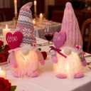 Cute Light Up Gnomes Plush Valentines Day Decorations Valentine Gnomes Gifts for Her Birthday Gifts for Women Valentine's Crafts Plush Doll Gift for Her Present for Daughter (2 Pink)