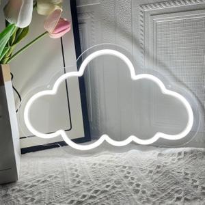 Cloud Neon Sign Cute White Clouds LED Light Sign for Wall,Dimmable USB Floating Clouds Light Up Sign for Living Room Kid Bedroom Nursery Birthday Christmas Wedding Party decor