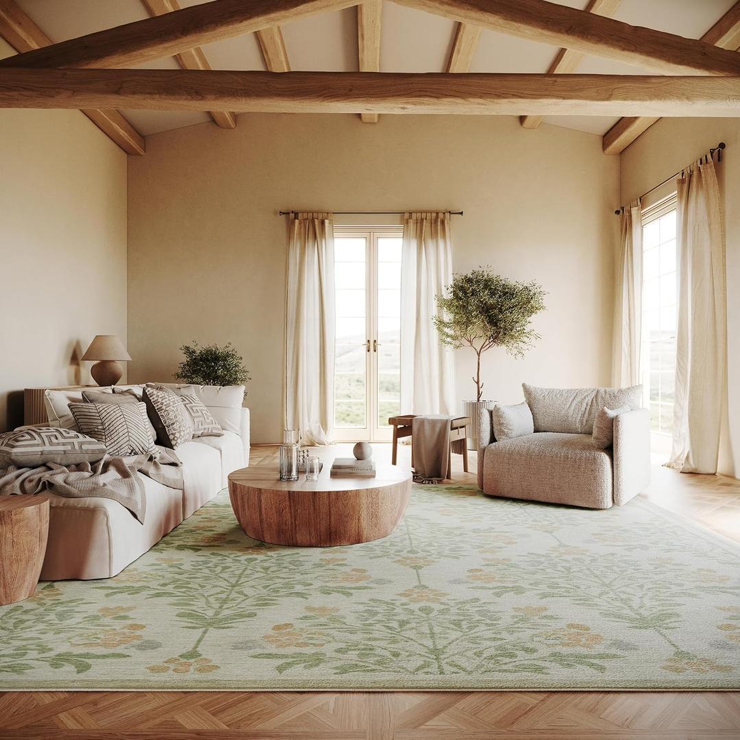 nuLOOM Loreva Ivory Floral & Paisley Washable Area Rug, 5' x 8' | Nuloom Loreva Floral & Paisley 5' x 8' Machine Washable Area Rug for Living Room Bedroom Dining Room, Ivory
