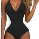SUUKSESS Women Slimming Tummy Control One Piece Swimsuit Sexy Bathing Suit (Medium, 136 Black White)