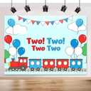 7x5FT Birthday Backdrop | 2nd Birthday Party Decorations for Boys Colorful Railroad Theme Banner for Indoor & Outdoor Parties