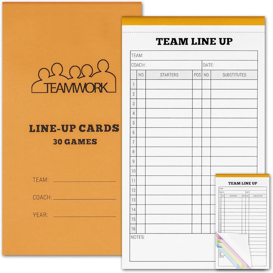 Softball/Baseball Lineup Cards,Team Sports Roster,60/180 Sets,16 Player Baseball Sheets,4 Part Carbonless,4.5 x 8in