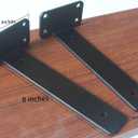 8 Pack - 8 inch Black Hidden L Shelf Bracket (1/5 Inch Thicked) Iron Floating Shelf Brackets Rustic Industrial Metal Brackets for Shelf Support