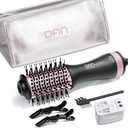 DAN Dual Voltage Hair Dryer Brush, Auto Dual Voltage 110V-120V/220V-240V Travel Hair Dryer Brush,Small Hot Air Brush with Multifunctional Conversion Plug,4 in 1 Blow Dryer Brush and Styler Volumizer (Black)