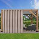 LORDTEX Waterproof Indoor/Outdoor Curtains for Patio - Thermal Insulated, Sun Blocking Blackout Curtains for Bedroom, Porch, Living Room, Pergola, Cabana, 105 x 120 inch, Khaki, Set of 2 Panels (105"W x 120"L (Pack of 2))
