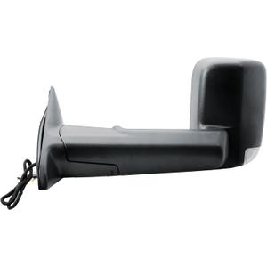 Driver Left Side Door Towing Mirror Power and Heated Glass with BLIS Textured Black Back Cover Turn Signal Light Puddle Light Manual Folding Temperature Sensor For 2019-2023 Ram 2500 3500 4500 5500, Large