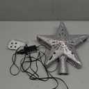 Christmas Tree Topper Lighted with 6 Patterns Projector, Christmas Tree Star Topper Built-in 3D Glitter LED Rotating Lights, Silver Tree Topper Christmas Decoration for Xmas Party Holiday