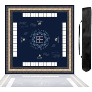 32x32 Inch Mahjong Mat - Non-Slip Noise Reduction Gaming Mat, Foldable Soft Elastic Rubber Base with Sealed Edges, Includes Portable Carry Bag - for Mahjong/Poker/Board Games (Black)