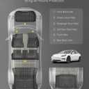 3W Tesla Model 3 Floor Mats and Trunk Mat, All-Weather TPE Floor Liner Compatible for Tesla Model 3 2021-2023, Full Set Black Floor Mats and Cargo Liner Mat Custom Fit