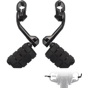 FOVPLUE 1.25" Highway Footpegs,Long Angled Adjustable Highway Pegs w/Mounts for Harley Touring Street Glide Electra Glide Road King Softail CVO Dyna Trike VRSC Sportster w/1-1/4" Engine Guard,Black#2