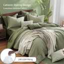 Monbix King Size Comforter Set, Sage Green King Size Bed Set Reversible 7 Pieces, Cationic Dyeing Bed in a Bag with Comforter, Sheets, Pillowcases & Shams