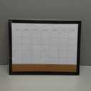 Dry Erase Calendar for Wall, 17x13 Inches Calendar Whiteboard for Wall, Small Magnetic White Board Corkboard with Wood Framed, Hanging Dry Erase Board for Kitchen Home Office School Planner (Black)