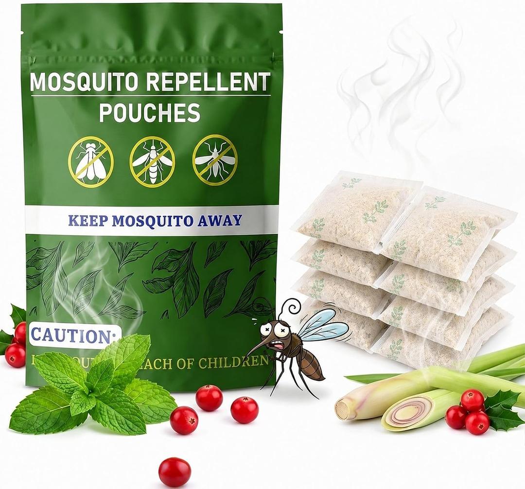 Natural Mosquito Repellent Outdoor Patio, Indoor & Outdoor Use, Mosquito Repellent Sachets for Yard, Patio, Camping & Travel, 60-Day Mosquito Control, Child&Pets Friendly- 8 Pack